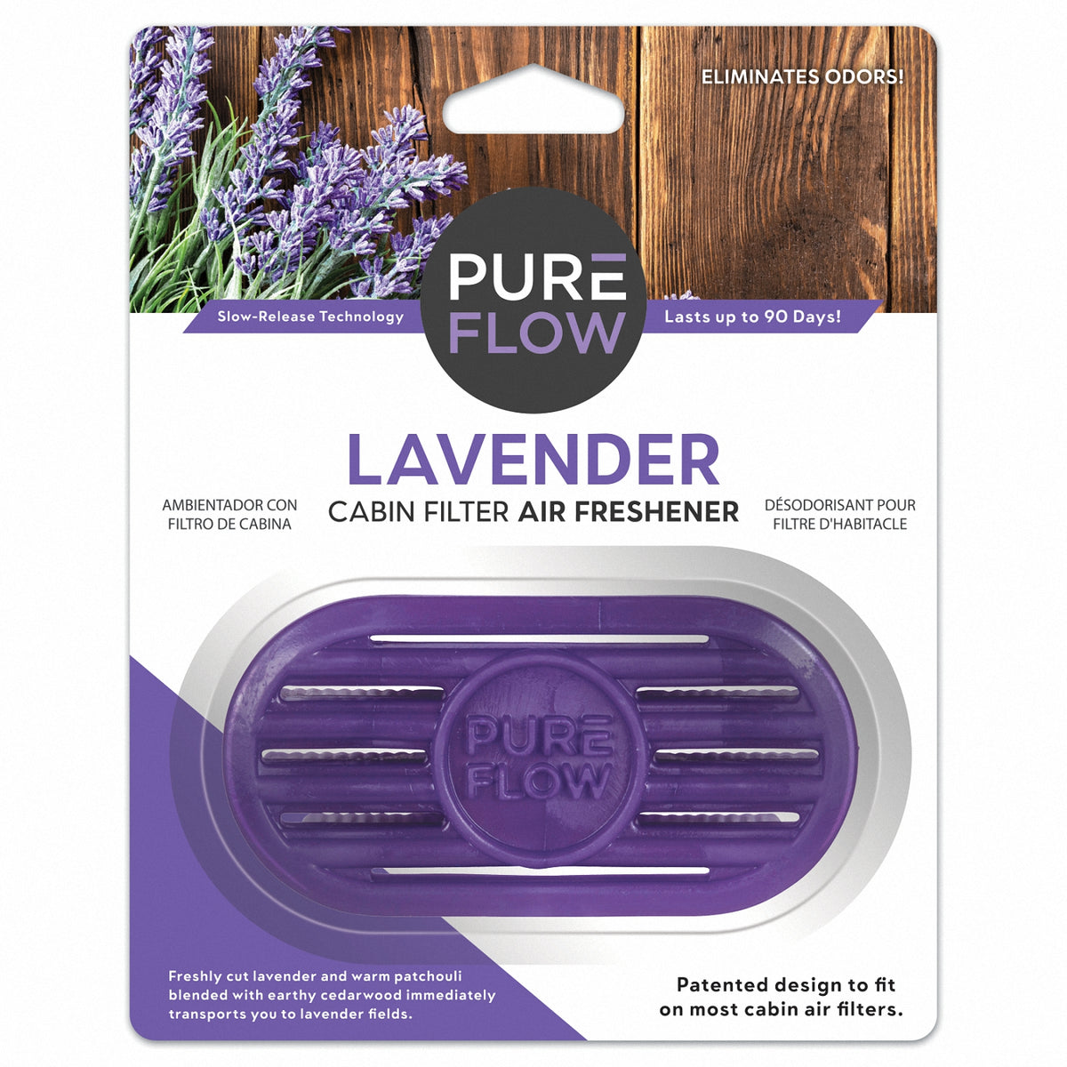 lavender plant air purifier PUREFLOW Cabin Filter Air Freshener with Odor Eliminator – Fits on Most Car, Truck, and SUV Cabin Air Filters