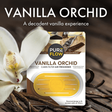 PUREFLOW Cabin Filter Air Freshener with Odor Eliminator – Fits on Most Car, Truck, and SUV Cabin Air Filters - Vanilla Orchid