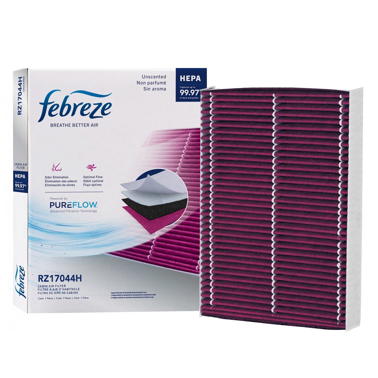 Febreze Odor Control HEPA Cabin Air Filter by PUREFLOW RZ17044H | Fits 2019 Nissan Rogue