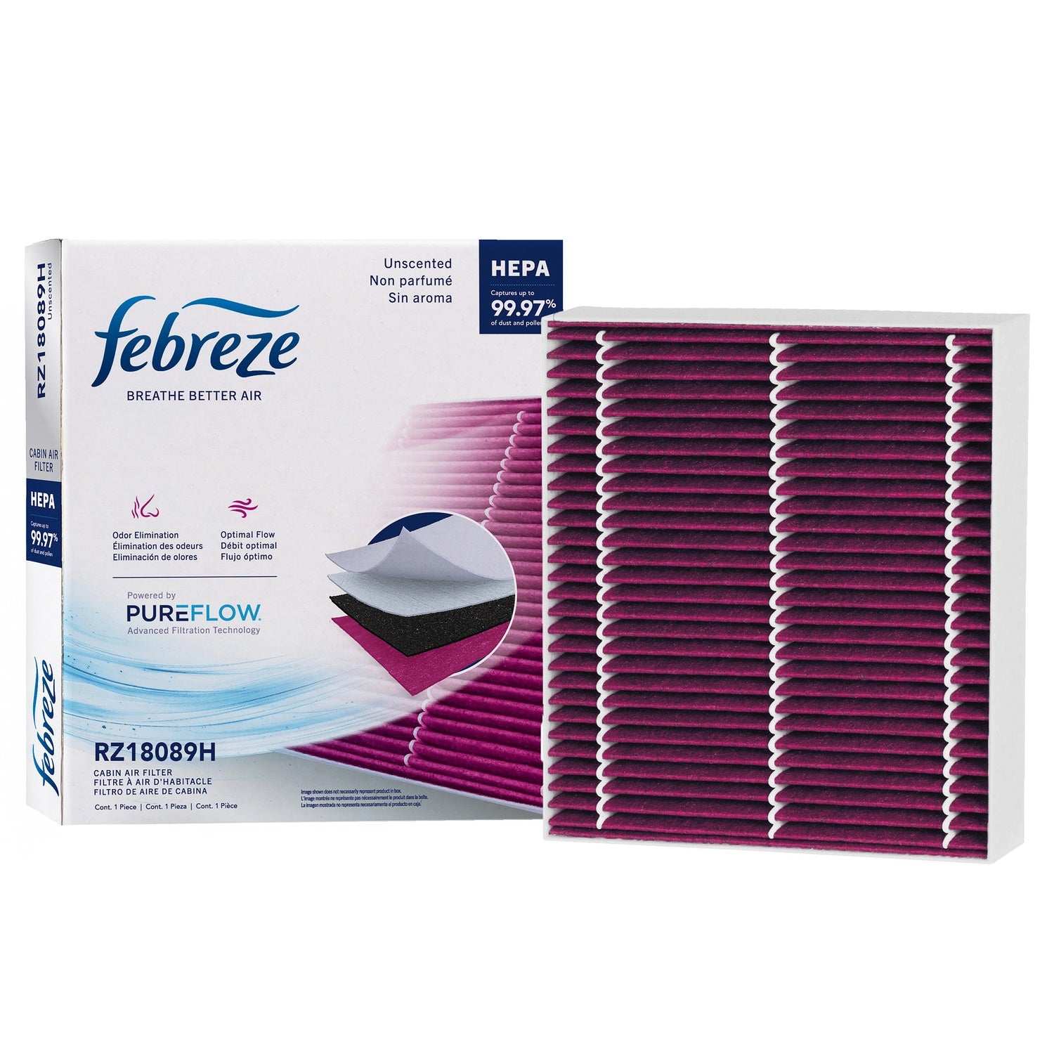Febreze Odor Control HEPA Cabin Air Filter by PUREFLOW RZ18089H | Fits 2023 Nissan Rogue