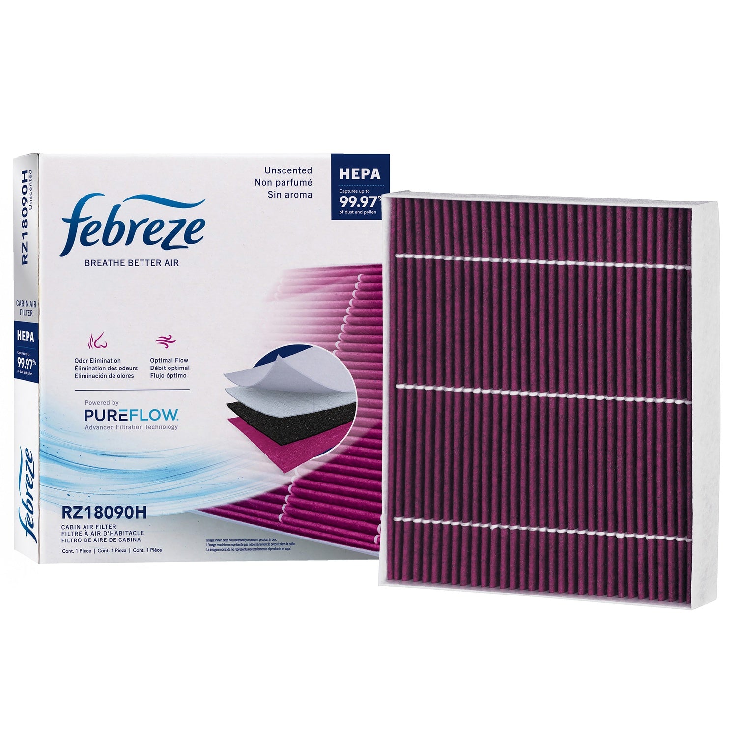 Febreze Odor Control HEPA Cabin Air Filter by PUREFLOW RZ18090H | Fits 2022 Hyundai Kona