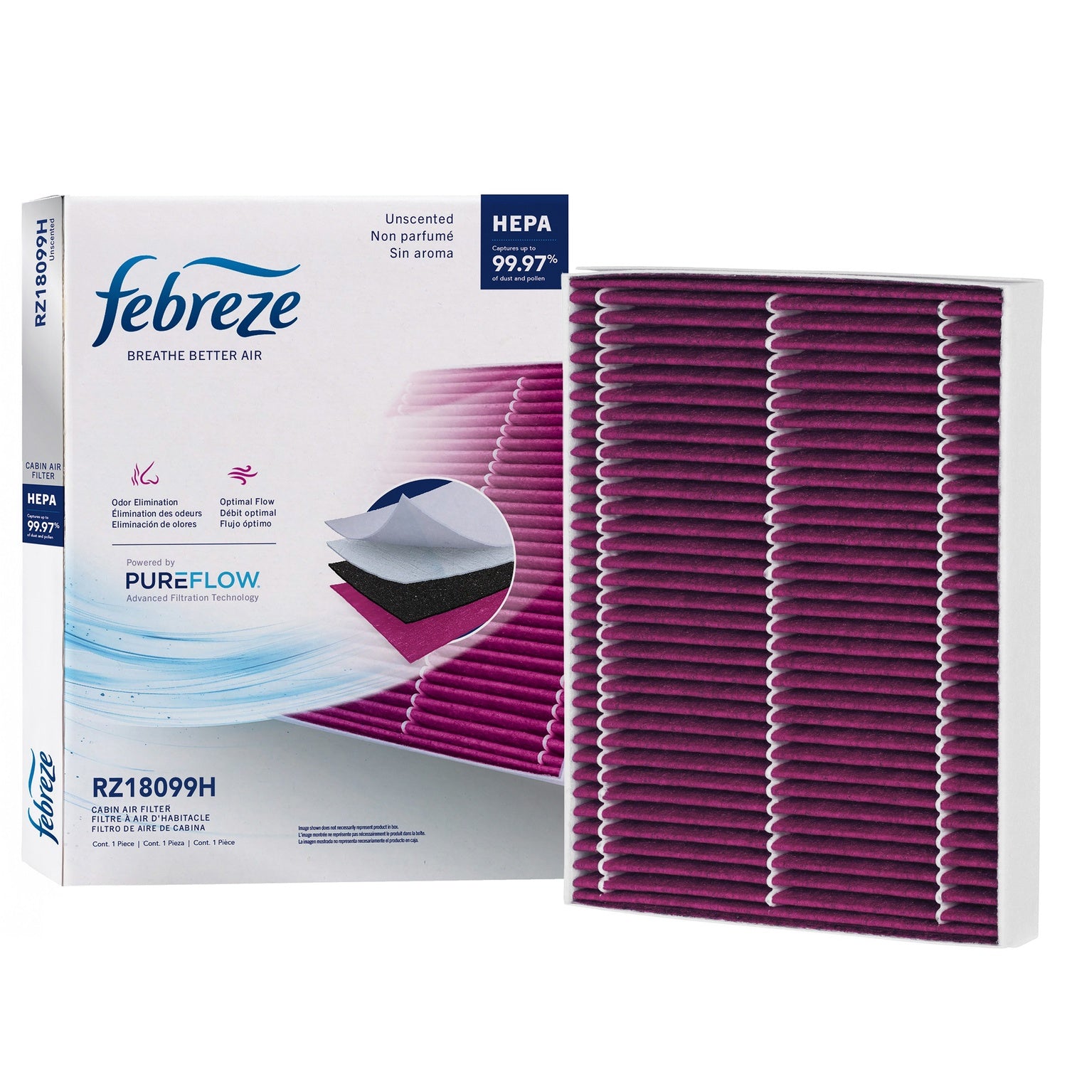 Febreze Odor Control HEPA Cabin Air Filter by PUREFLOW RZ18099H | Fits 2021 Ford Mustang