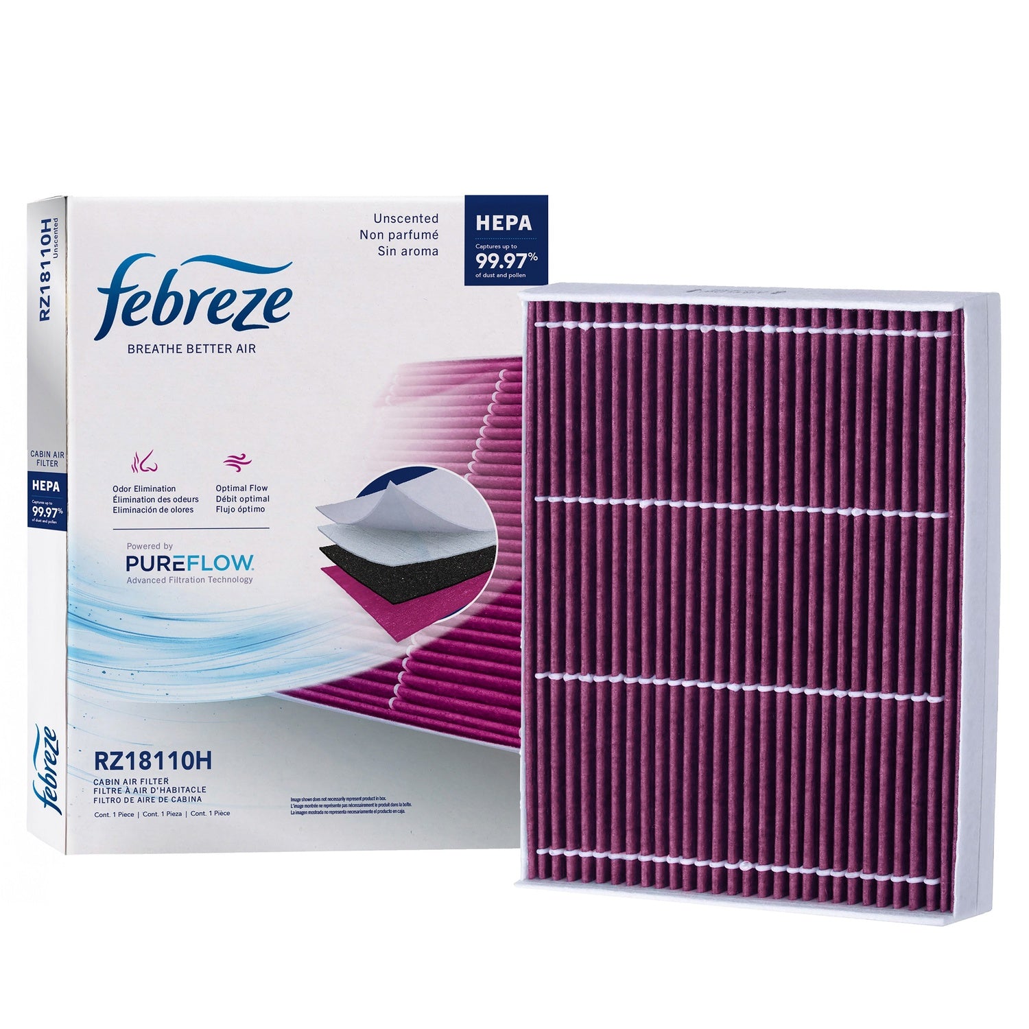 Febreze Odor Control HEPA Cabin Air Filter by PUREFLOW RZ18110H | Fits 2021 Ford F-150