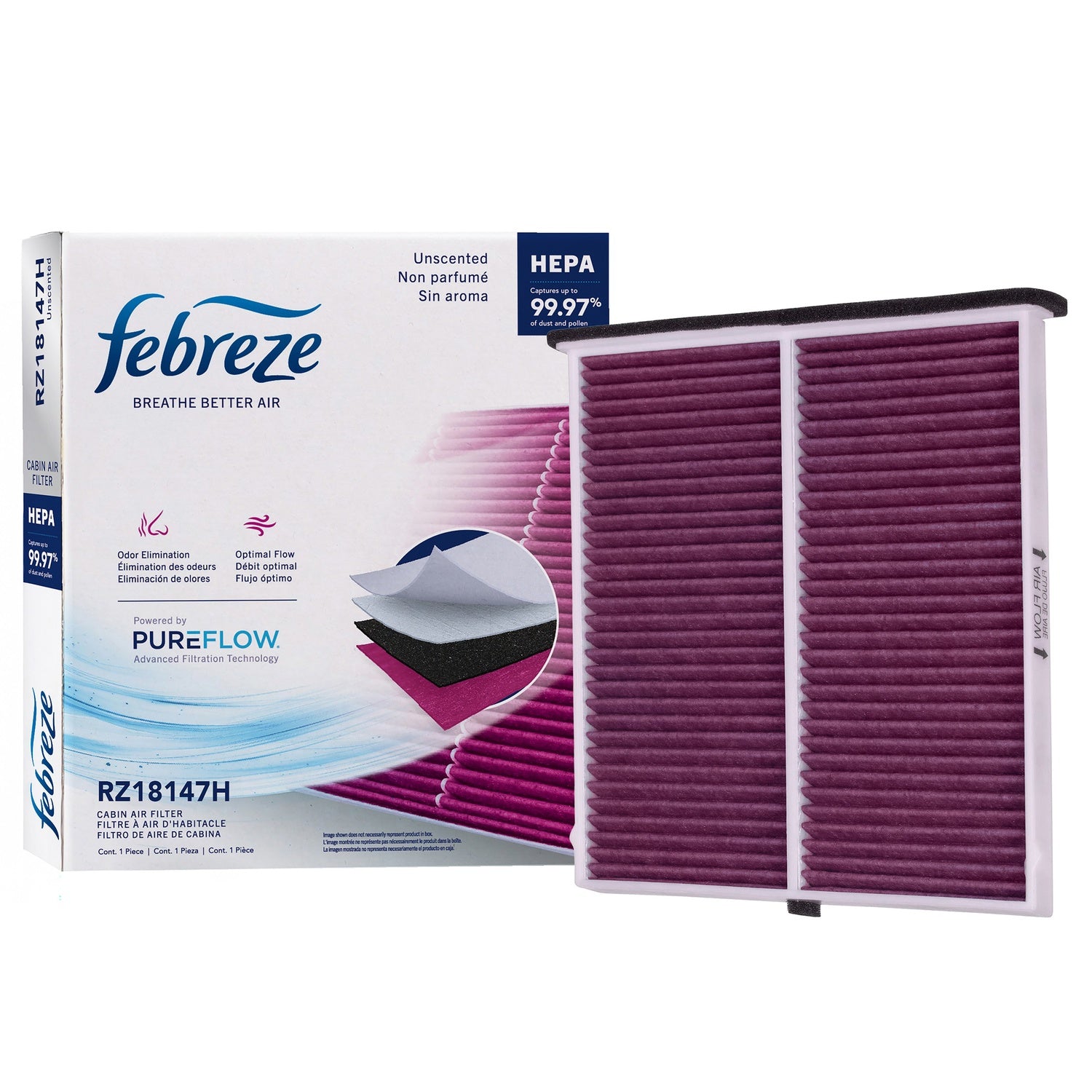 Febreze Odor Control HEPA Cabin Air Filter by PUREFLOW RZ18147H | Fits 2016 Mazda CX-5
