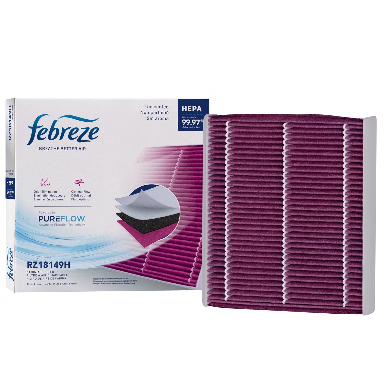 Febreze Odor Control HEPA Cabin Air Filter by PUREFLOW RZ18149H | Fits 2007 Toyota FJ Cruiser