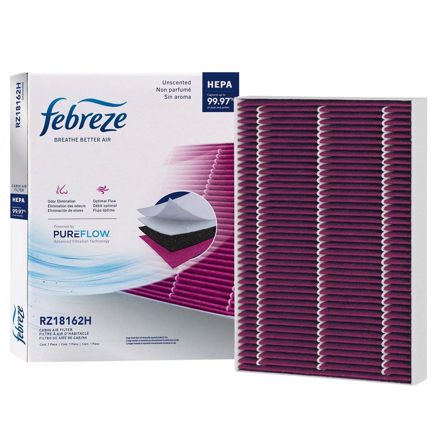 Febreze Odor Control HEPA Cabin Air Filter by PUREFLOW RZ18162H | Fits 2026 Audi A6 Quattro