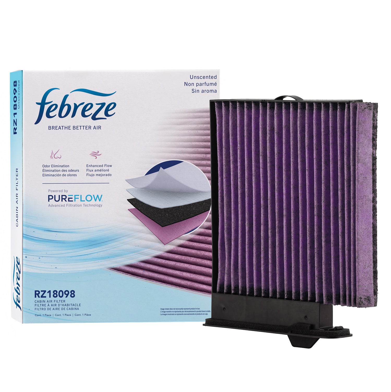 Febreze Odor Control Cabin Air Filter by PUREFLOW RZ18098 | Fits 2009 Nissan Tiida