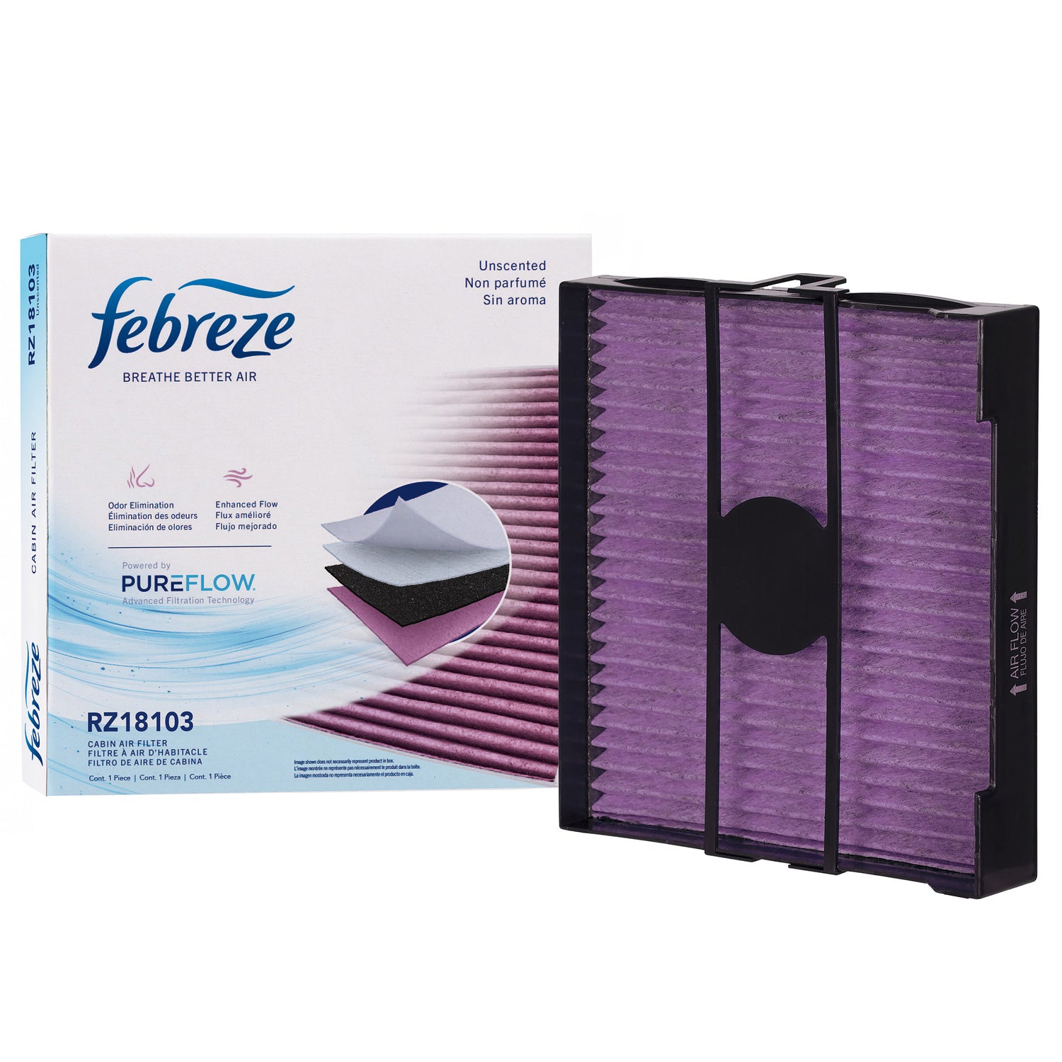 Febreze Odor Control Cabin Air Filter by PUREFLOW RZ18103 | Fits 2004 Subaru Forester