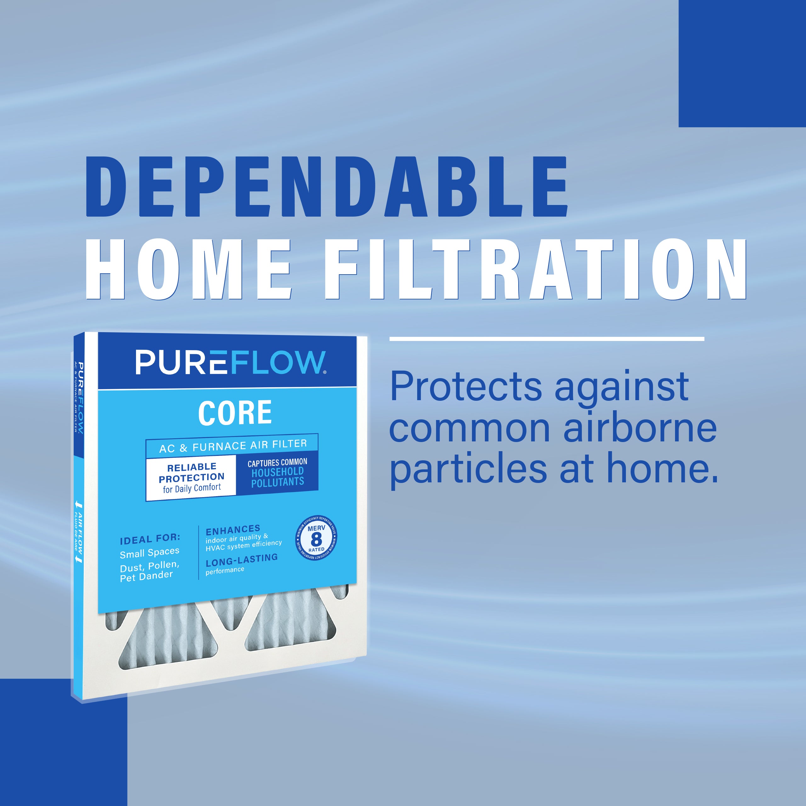 PUREFLOW Home Air Filter MERV 8, 12x30x1 Furnace Filter, 4 Layer High Efficiency Filtration for Dust, Smoke, Fumes, Pollutants (4-Pack)