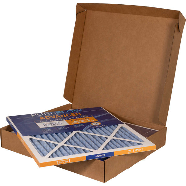 PUREFLOW Home Air Filter MERV 11, 21.5x24x1 Furnace Filter, 4 Layer High Efficiency Filtration for Dust, Smoke, Fumes, Pollutants (4 - Pack)