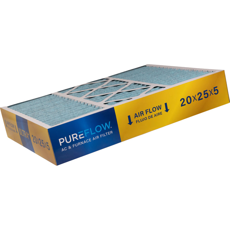 PUREFLOW, Home Furnace Air Filter 20x25x5, with 4 Layers of Advanced Filtration Technology, MERV-13 (1 - Pack)