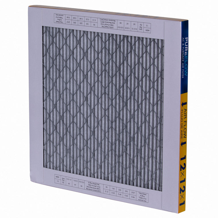 PUREFLOW, Home Furnace Air Filter 12x12x1, with 4 Layers of Advanced Filtration Technology, MERV-13 (2 - Pack)