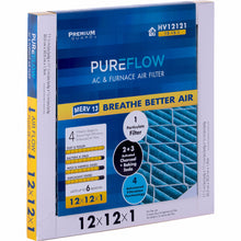 PUREFLOW, Home Furnace Air Filter 12x12x1, with 4 Layers of Advanced Filtration Technology, MERV-13 Pack of 2
