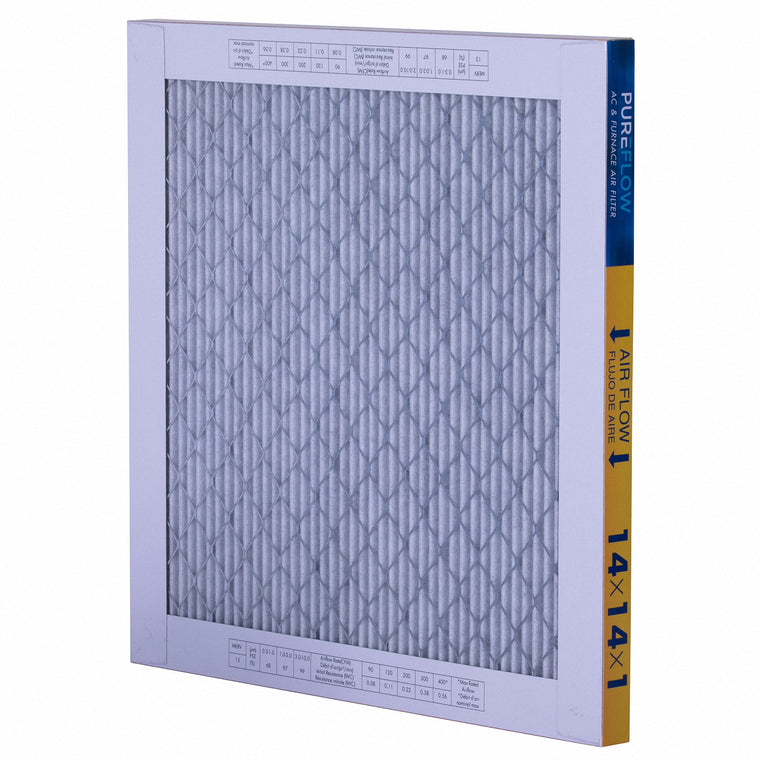 PUREFLOW, Home Furnace Air Filter 14x14x1, with 4 Layers of Advanced Filtration Technology, MERV-13 (2 - Pack)