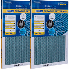 PUREFLOW, Home Furnace Air Filter 16x24x1, with 4 Layers of Advanced Filtration Technology, MERV-13 Pack of 2