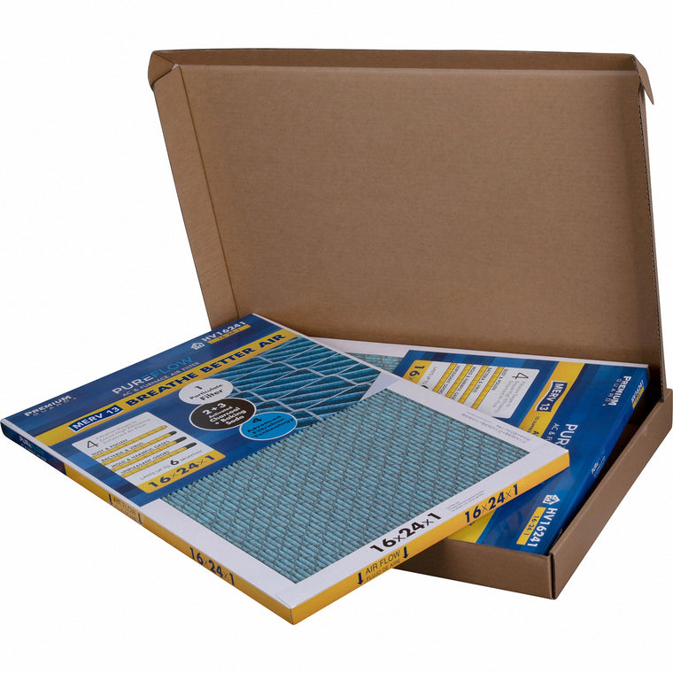 PUREFLOW, Home Furnace Air Filter 16x24x1, with 4 Layers of Advanced Filtration Technology, MERV-13 (2 - Pack)