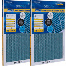 PUREFLOW, Home Furnace Air Filter 16x25x1, with 4 Layers of Advanced Filtration Technology, MERV-13 Pack of 2