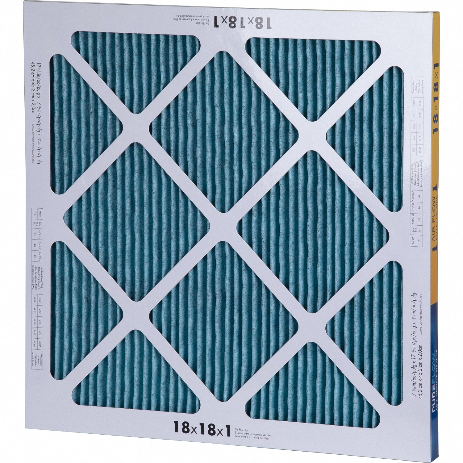 PUREFLOW, Home Furnace Air Filter 18x18x1, with 4 Layers of Advanced Filtration Technology, MERV-13 Pack of 2