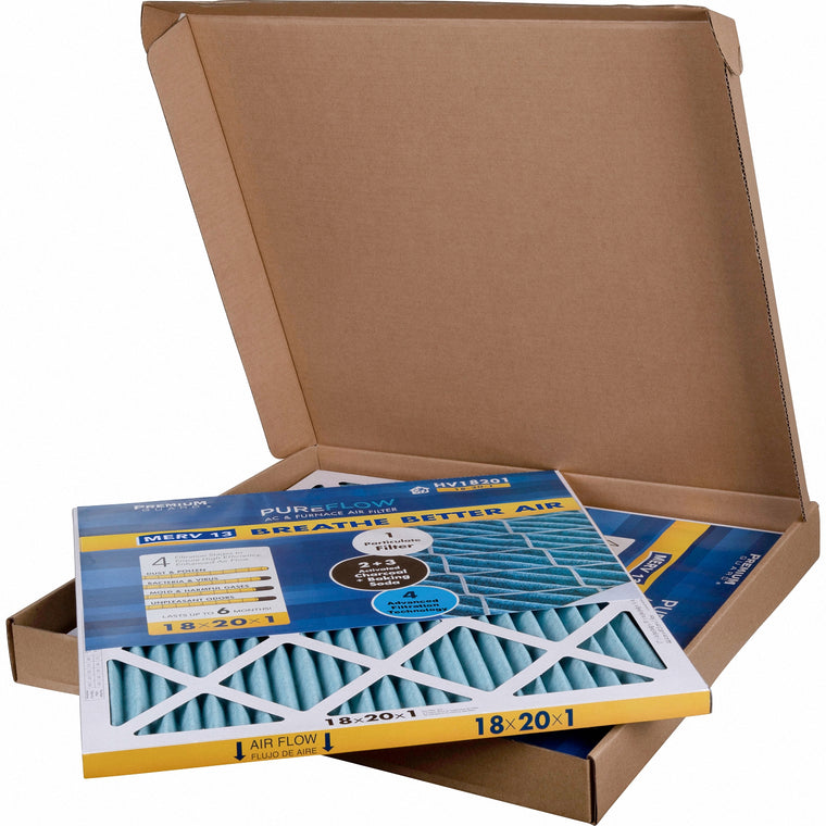 PUREFLOW, Home Furnace Air Filter 18x20x1, with 4 Layers of Advanced Filtration Technology, MERV-13 (2 - Pack)