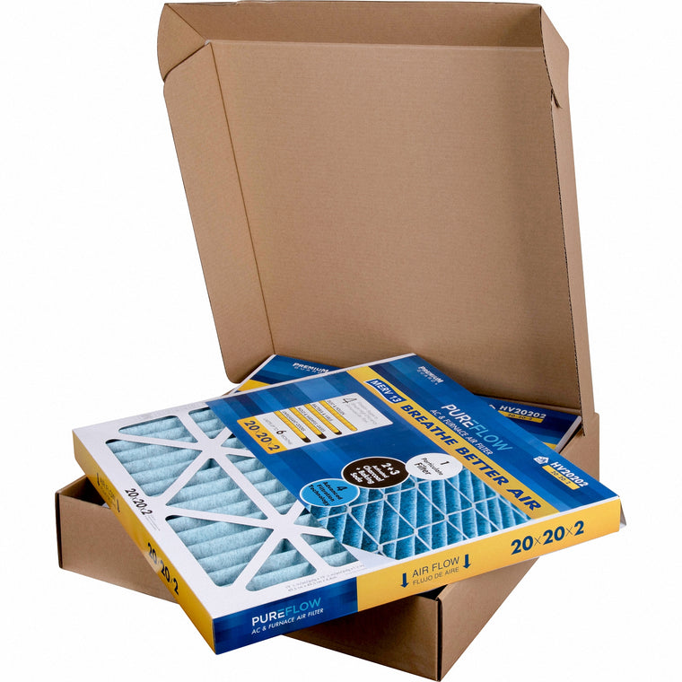 PUREFLOW, Home Furnace Air Filter 20x20x2, with 4 Layers of Advanced Filtration Technology, MERV-13 (2 - Pack)