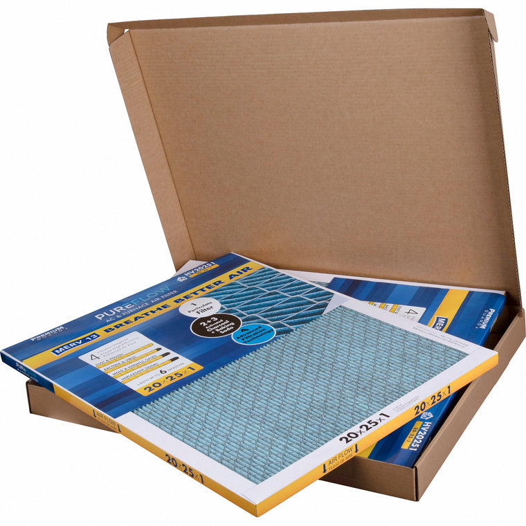 PUREFLOW, Home Furnace Air Filter 20x25x1, with 4 Layers of Advanced Filtration Technology, MERV-13 (2 - Pack)