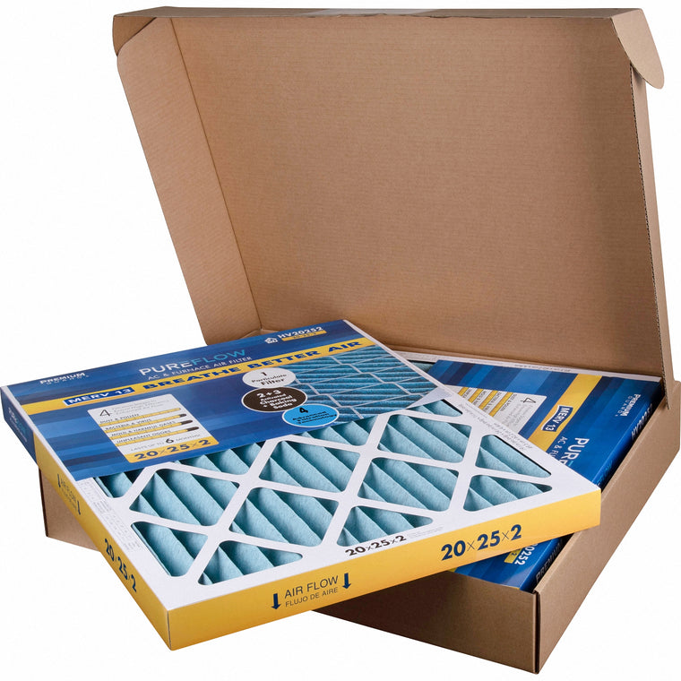 PUREFLOW, Home Furnace Air Filter 20x25x2, with 4 Layers of Advanced Filtration Technology, MERV-13 (2 - Pack)
