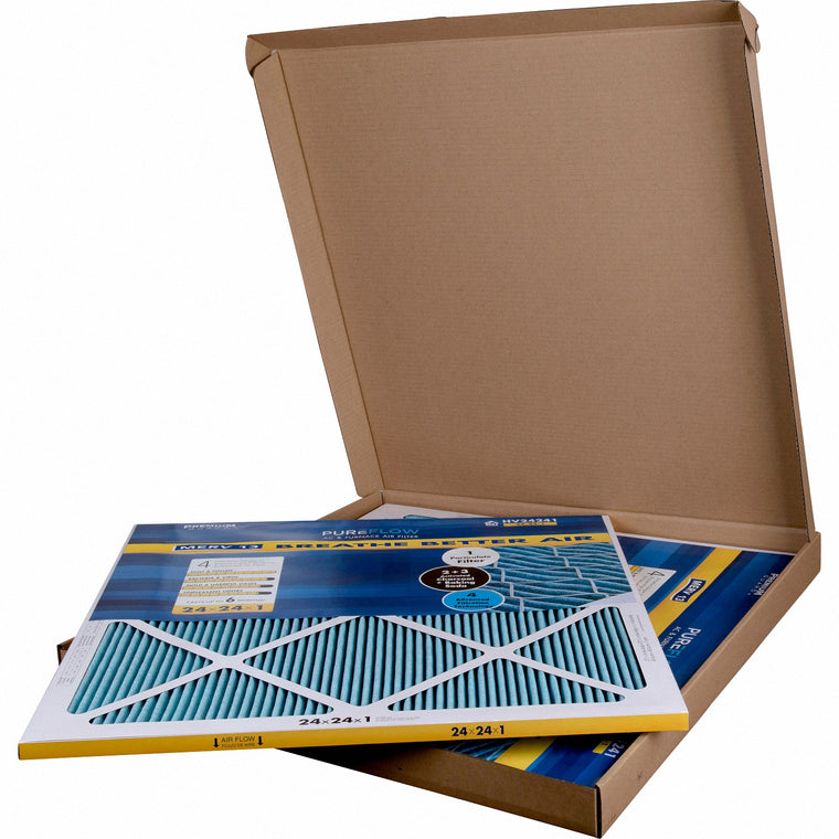 PUREFLOW, Home Furnace Air Filter 24x24x1, with 4 Layers of Advanced Filtration Technology, MERV-13 (2 - Pack)