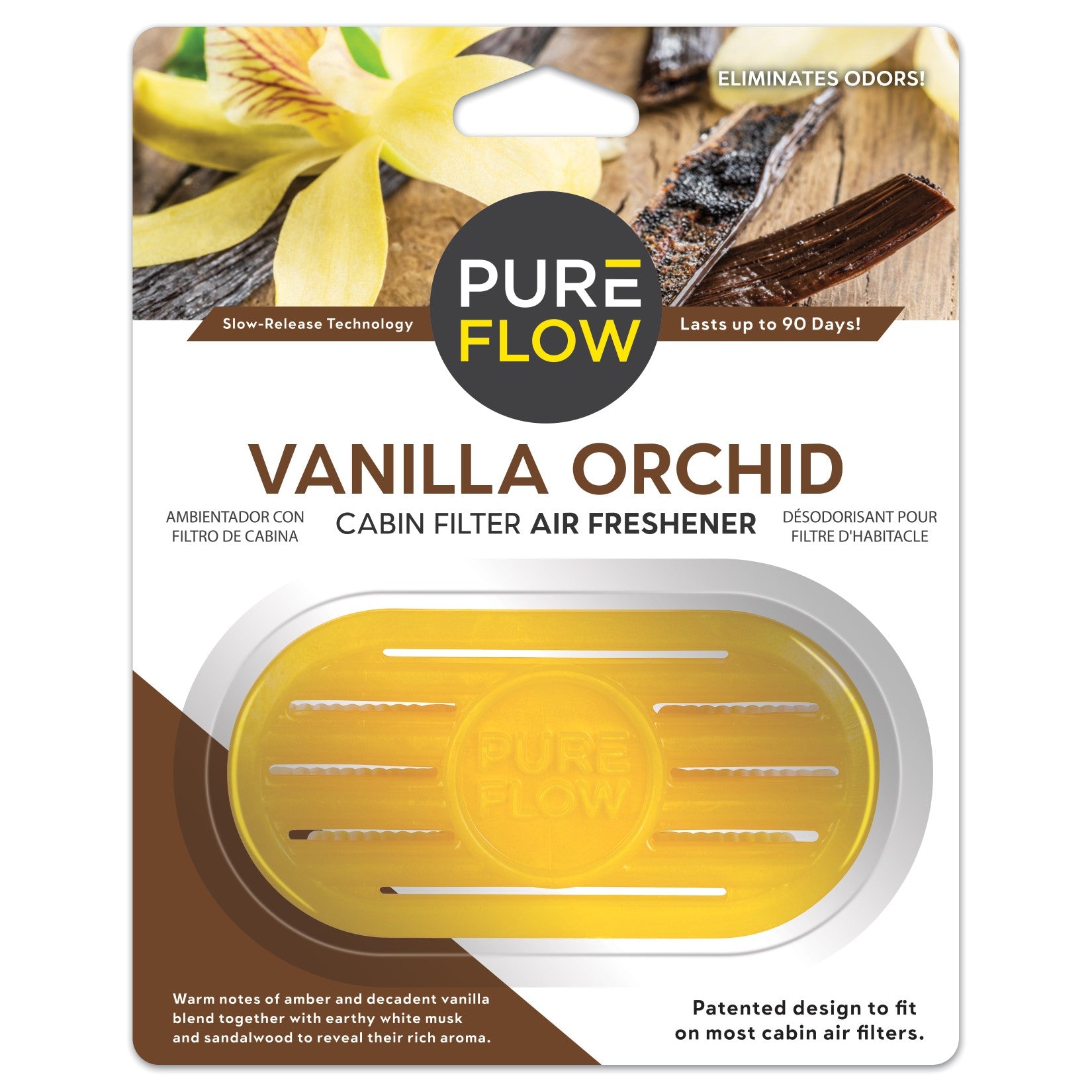Vanilla Orchid, PureFlow Cabin Filter Air Freshener with Odor Eliminator, 1 Pack